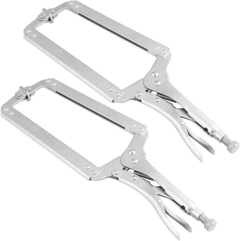 GENHAKON 2 Pack 18 Inch C Clamp Locking Pliers,Locking C Clamp, Adjustable Nickel Plated C Pliers For Wood Working, Welding, Electrician Maintenance and more, by - Image 4